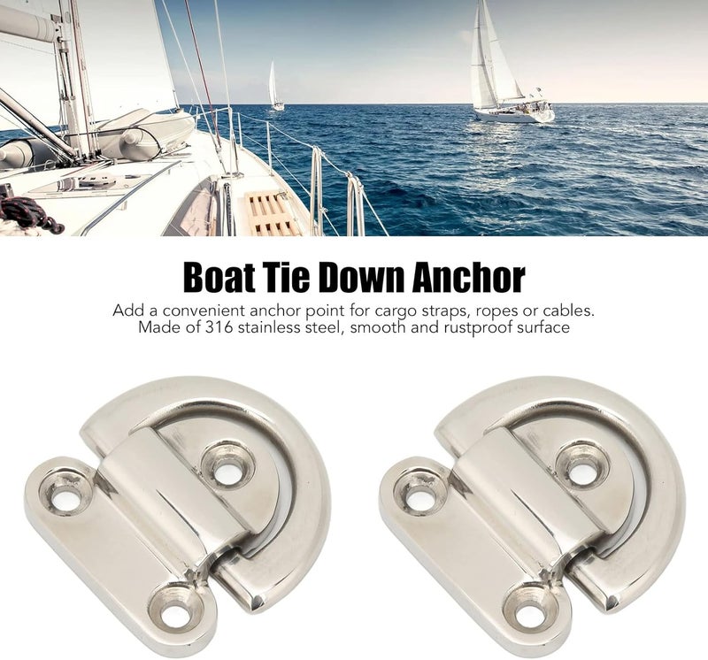 woobles Folding Pad Eye, 60x58mm Dring, Stable Mooring for Trailer, Truck, Boat, Yacht - Image 3